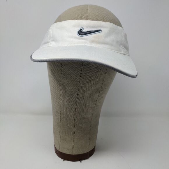 Nike Mens Strapback Sun Visor Hat White OSFA Strapback Embroidered Logo Swoosh - Picture 2 of 12